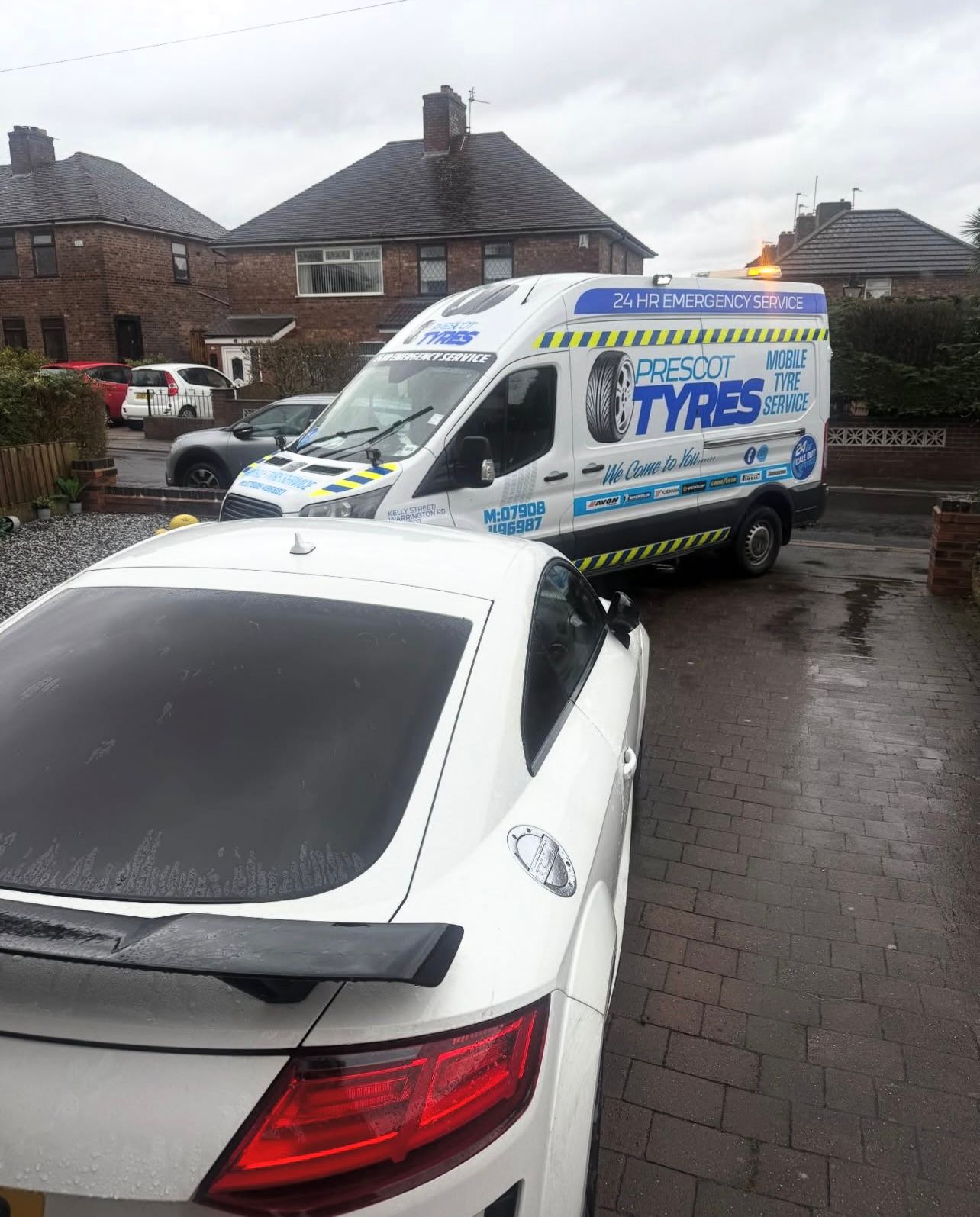 Mobile tyre fitting van on job in Prescot